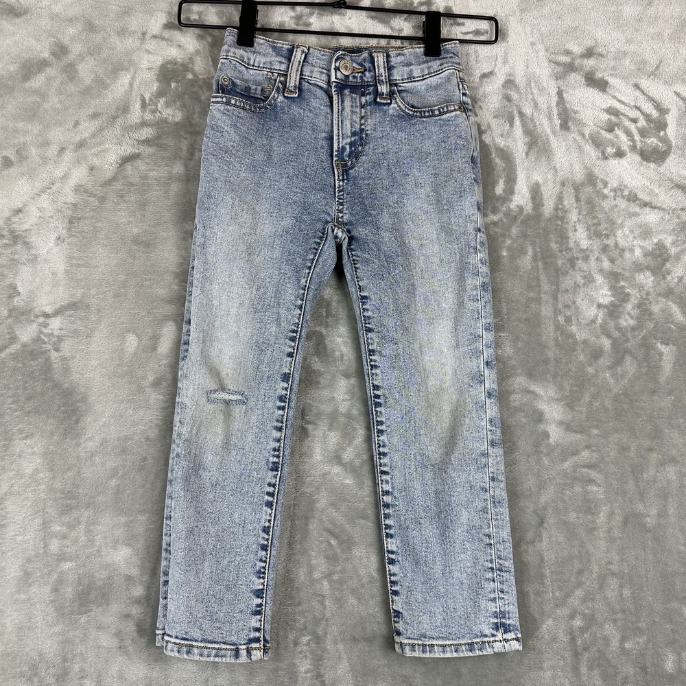 Gap Jeans Pants Boys 5 Light Blue Acid Wash Modified Adaptive Side Zip Pants